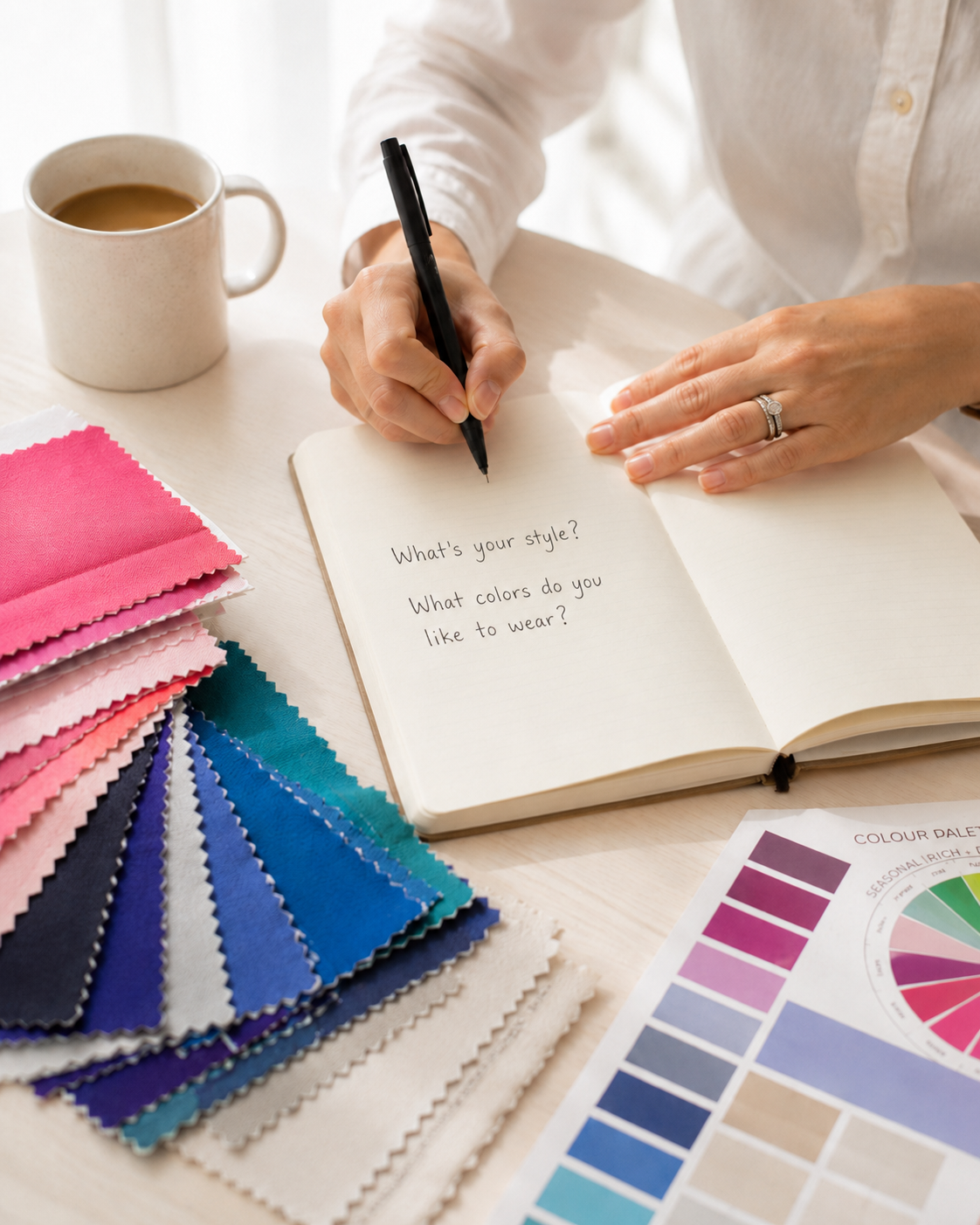 Writing notes during a color consultation