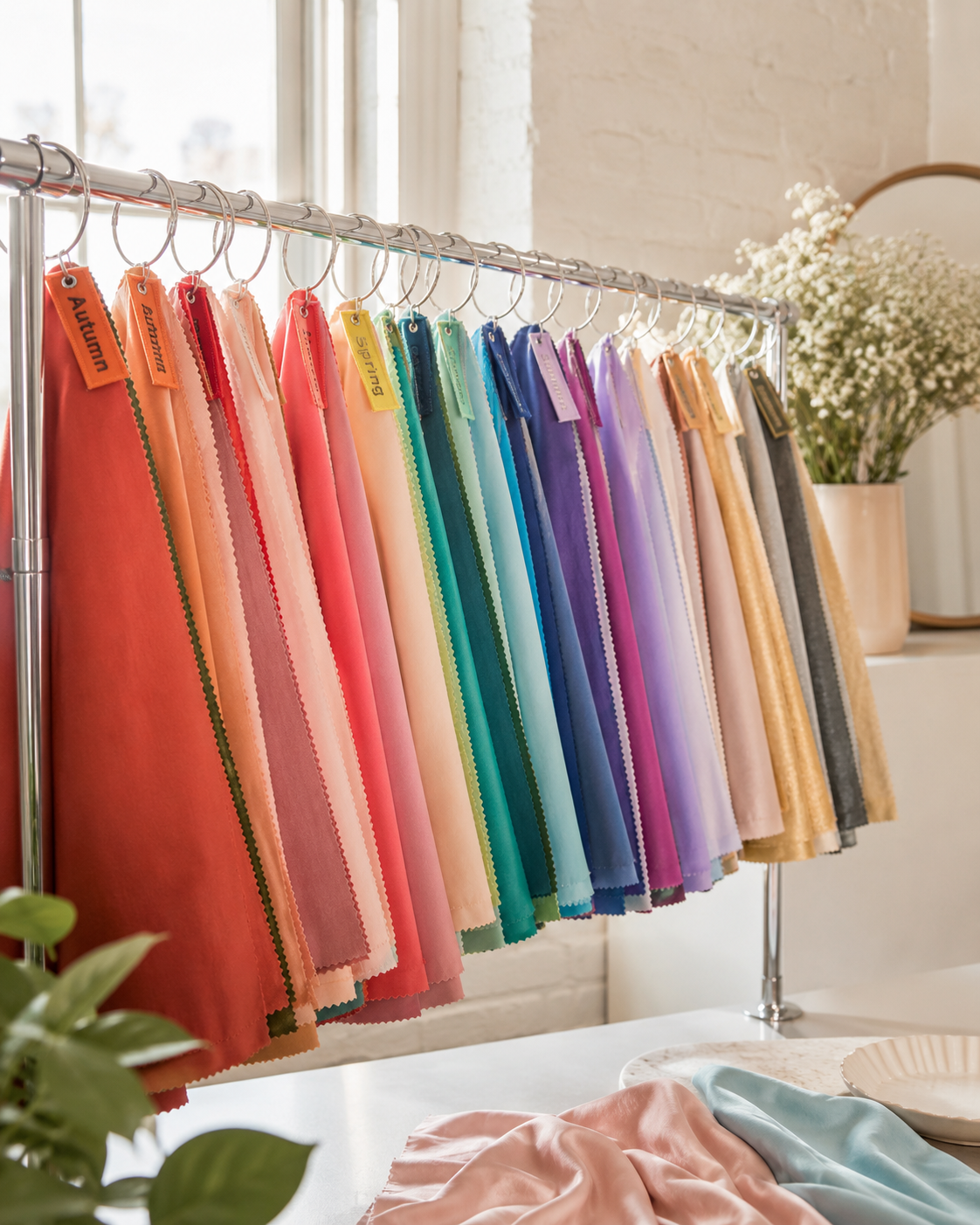 Color drapes organized by season